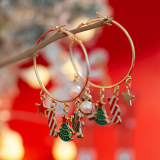 Gold Daily Christmas Tree Hollow Out Earrings