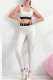Cream White Casual Sportswear Letters Contrast U Neck Sleeveless Two Pieces