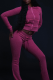 Rose Red Casual Solid Color Zipper Hooded Long Sleeve Two Pieces