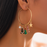 Gold Daily Christmas Tree Hollow Out Earrings