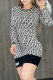 Black Casual Letters Contrast O Neck Wrapped Skirt Dresses