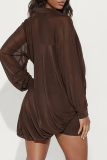Purple Casual Solid Color Patchwork Turndown Collar Long Sleeve Two Pieces