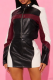 Black Casual Contrast Mandarin Collar Long Sleeve Two Pieces