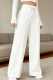 White Casual Solid Color Draw String Loose Mid Waist Conventional Patchwork Bottoms