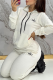 White Casual Letters Embroidered Hooded Long Sleeve Two Pieces