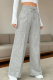 Grey Casual Solid Color Draw String Loose Mid Waist Conventional Patchwork Bottoms