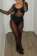 Black Sexy Solid Color Lace Square Neck Skinny Jumpsuits
