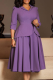 Purple Casual Solid Color Slit Turndown Collar Long Dresses