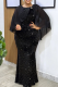Black Elegant Solid Color Sequins O Neck Evening Dresses