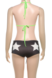Green Sexy Digital Contrast Swimwears