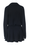 Black Casual Solid Color Strap Design Turndown Collar Dresses