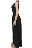 Cream White Casual Solid Color Hollow Out Strap Design O Neck Sleeveless Two Pieces