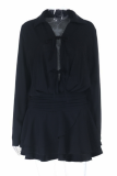 Black Casual Solid Color Strap Design Turndown Collar Dresses