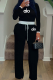 Black Casual Letters Contrast O Neck Long Sleeve Two Pieces