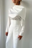 Black Casual Solid Color Backless Turtleneck Long Sleeve Two Pieces