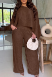 Red Casual Solid Color Patchwork Oblique Collar Long Sleeve Two Pieces
