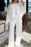 Red Casual Solid Color Patchwork Oblique Collar Long Sleeve Two Pieces