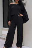 Red Casual Solid Color Patchwork Oblique Collar Long Sleeve Two Pieces