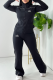 Black Casual Letters Contrast Zipper Collar Long Sleeve Three Pieces