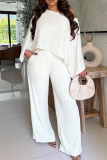 Red Casual Solid Color Patchwork Oblique Collar Long Sleeve Two Pieces