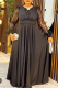 Black Elegant Solid Color Sequins O Neck Long Plus Size Dresses