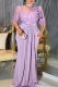 Purple Elegant Solid Color Lace Sequins O Neck Evening Plus Size Dresses