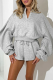 Grey Casual Solid Color Zipper Zipper Collar Long Sleeve Two Pieces