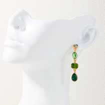 Green Daily Gradient Glass Rhinestones Earrings