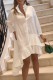 White Casual Solid Color Buckle Irregular Mandarin Collar Irregular Dresses