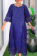 Blue Casual Solid Color Hot Drill O Neck Long Plus Size Dresses
