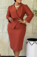 Brown Elegant Solid Color Patchwork Turndown Collar Wrapped Skirt Dresses