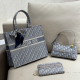 Gray Blue Daily Letters Patchwork Bags