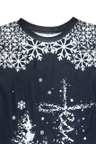 Black Casual Print Patchwork O Neck Long Sleeve Two Pieces