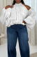 White Casual Solid Color Hollow Out Mandarin Collar Plus Size Tops