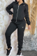 Black Casual Letters Zipper Zipper Collar Long Sleeve Two Pieces