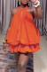 Orange Sexy Solid Color Ruched O Neck A Line Dresses