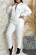White Casual Letters Zipper Zipper Collar Long Sleeve Two Pieces