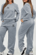 Grey Casual Letters Embroidered O Neck Long Sleeve Two Pieces