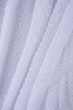 White Sexy Casual Daily Elegant Simplicity Fold Solid Color Off the Shoulder Sleeveless Two Pieces
