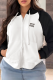 Black Casual Letters Contrast Hooded Outerwear