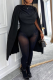 Black Sexy Solid Color Ruched O Neck Regular Bodysuits