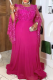 Rose Red Elegant Solid Color Sequins O Neck Evening Plus Size Dresses