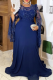 Deep Blue Elegant Solid Color Sequins O Neck Evening Plus Size Dresses