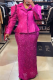 Rose Red Elegant Solid Color Sequins Turn-back Collar Plus Size Dresses