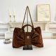 Dark Brown Daily Letters Bow Ruched Bags
