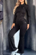 Black Casual Letters Draw String Zipper Collar Long Sleeve Two Pieces