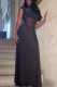 Black Elegant Solid Color See-Through O Neck Long Dresses