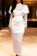 White Elegant Solid Color Lace O Neck Long Dresses