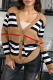 Light Brown Casual Plaid Buckle V Neck Outerwear