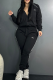 Black Casual Letters Zipper Hooded Long Sleeve Two Pieces